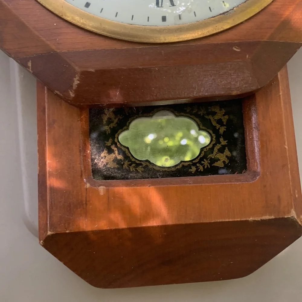 Vintage solid oak wall clock mirror!